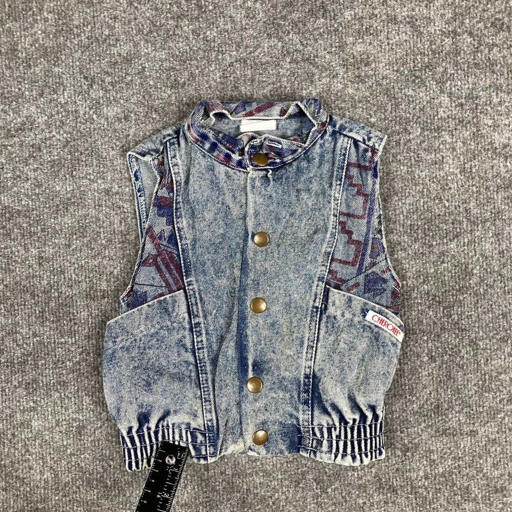 Cherokee Vest Girls Size 2 Blue Denim Snap Front Vintage 90s‎